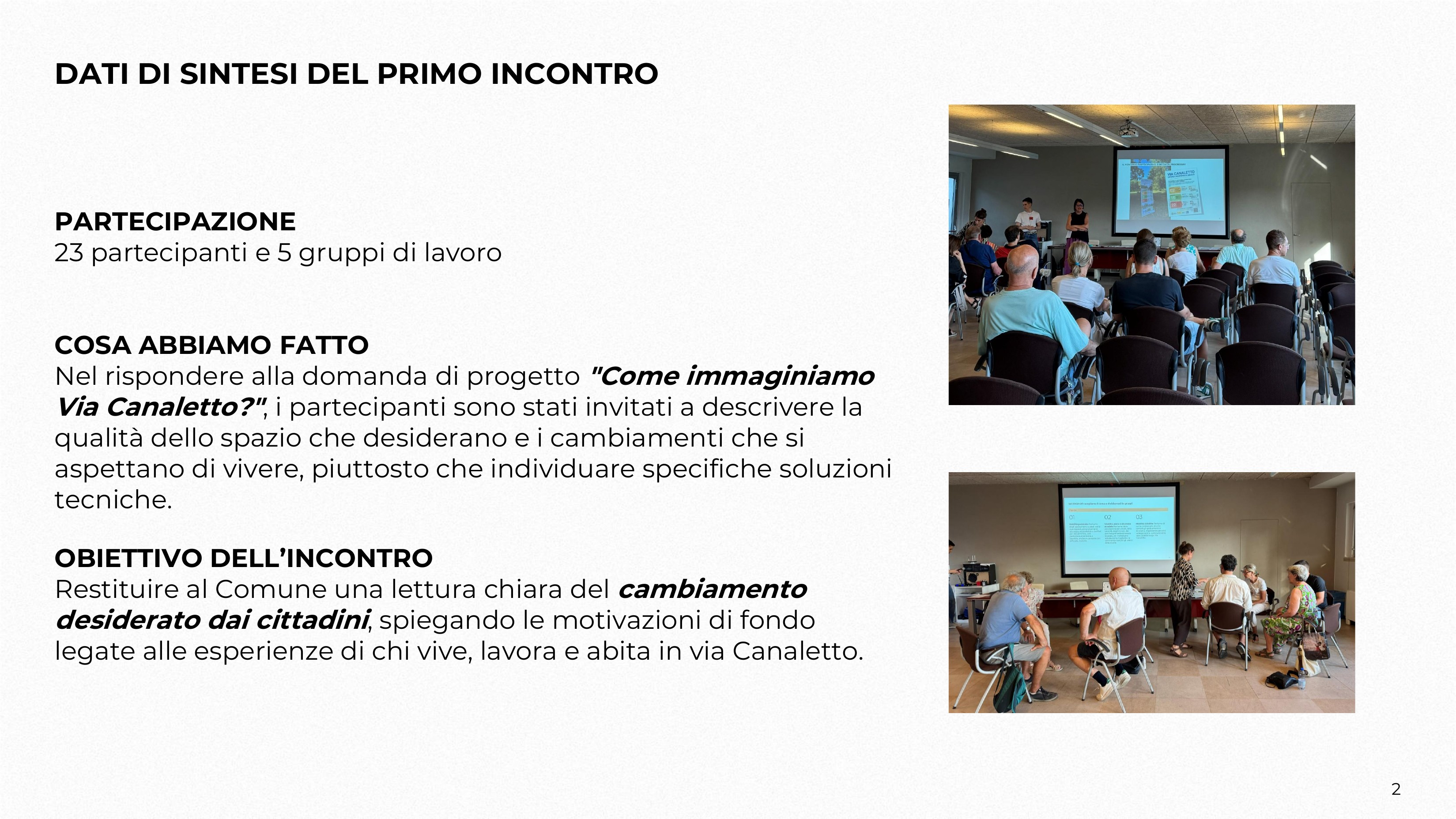Dati di sintesi dell'incontro 