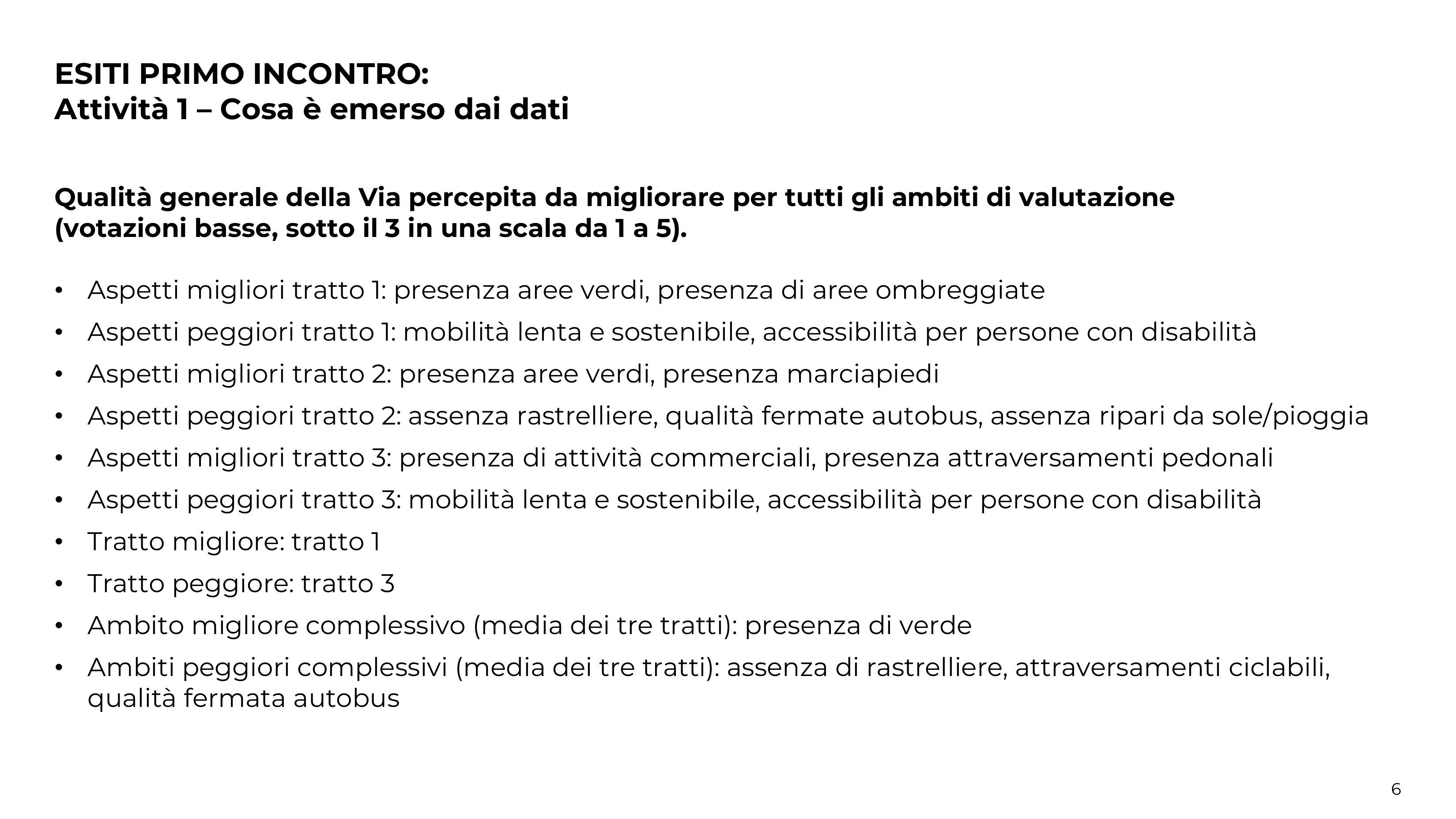 Attività 1 - cosa è emerso dai dati 