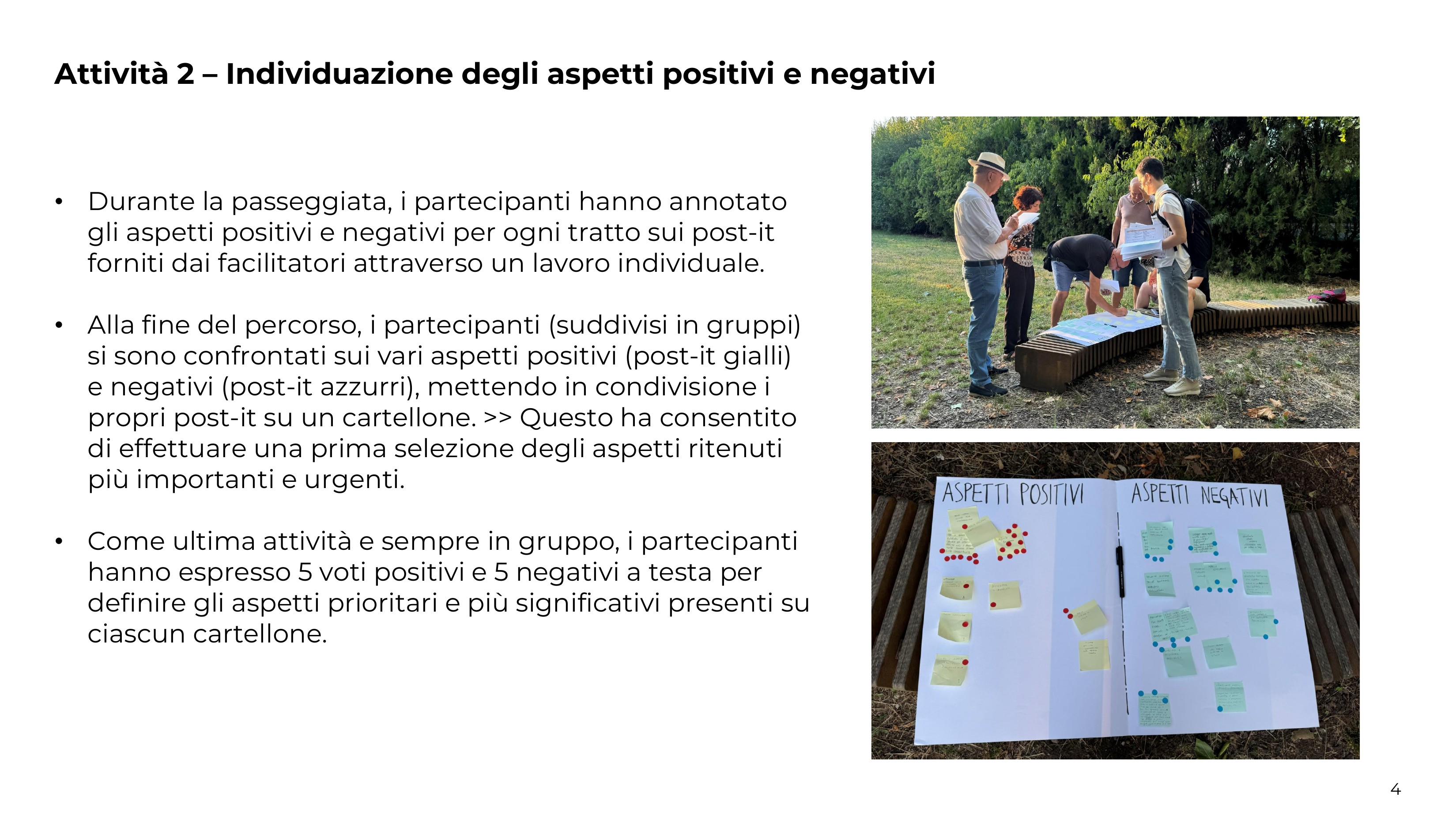 Attività 2 -  individuazione aspetti positivi e negativi 